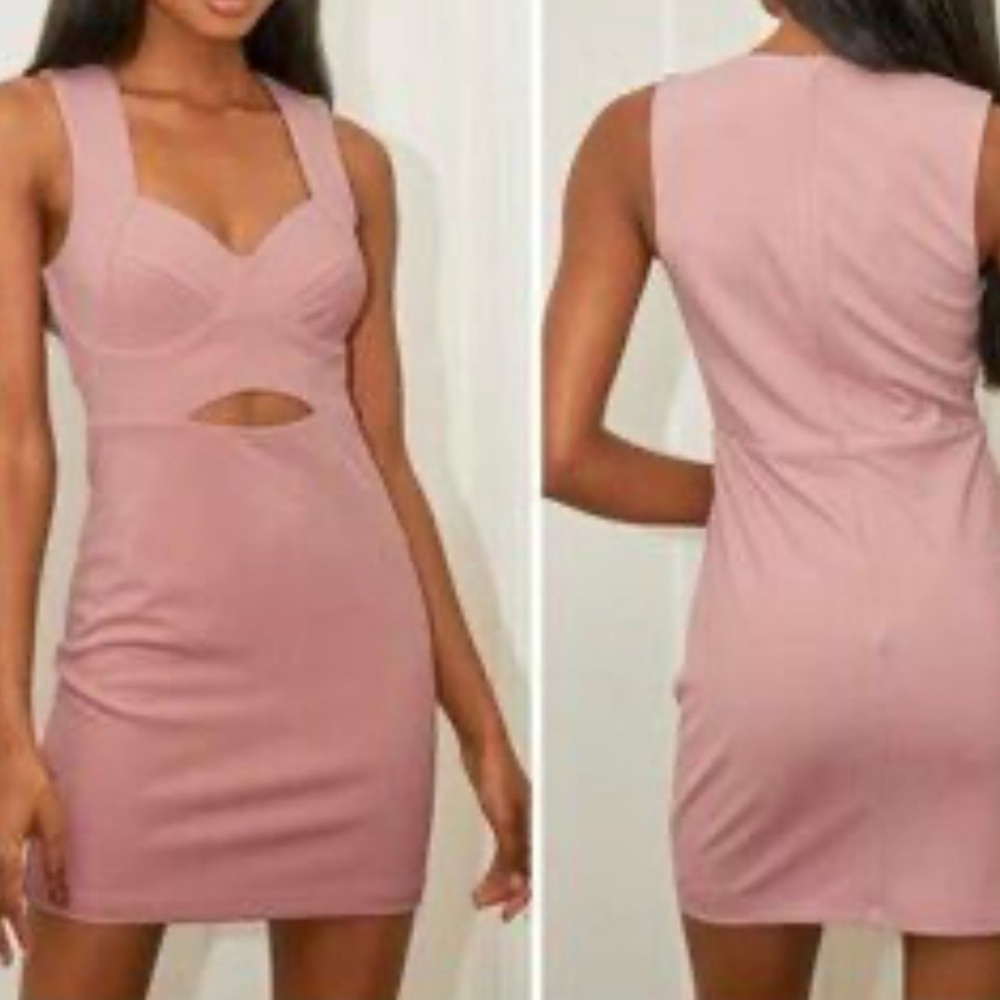 Lulu's Dress Celebrating You Blush medium Cutout Mini bodycon‎ sleeveless Dress
